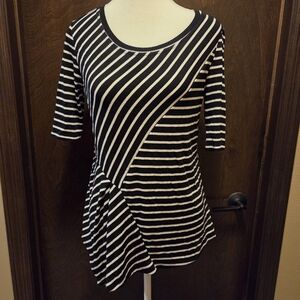 Apt. 9 Black & White Diagonal Striped Top NWT